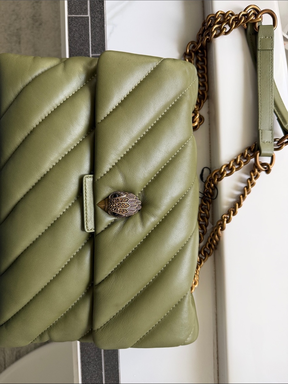 Kurt Geiger Leather Bag in Mid Green
